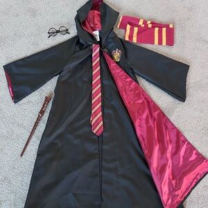 Kids Harry Potter Wizard Costume with Robe, wand, tie, glasses, scarf